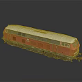 Red And White Train Model With Windows Black Wheels On Black Background Reflection