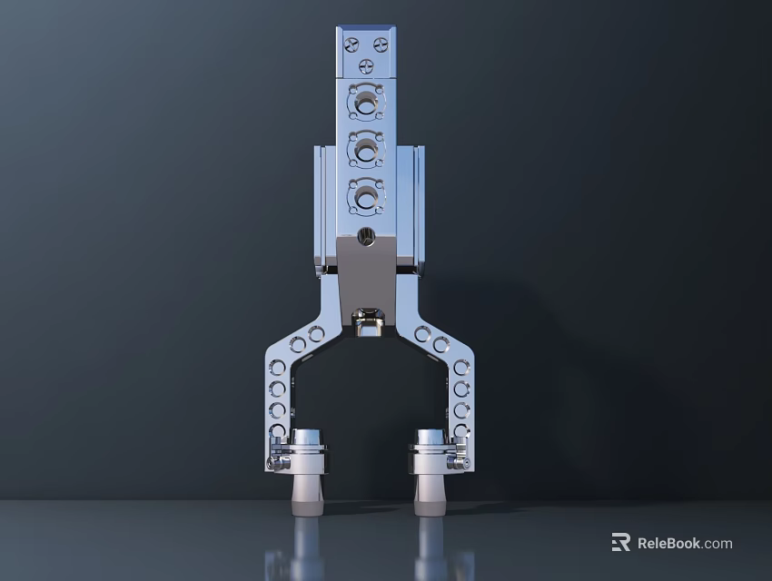 Metal Mechanical Component With Vertical Structure Support Legs And Holes Design 3d model 