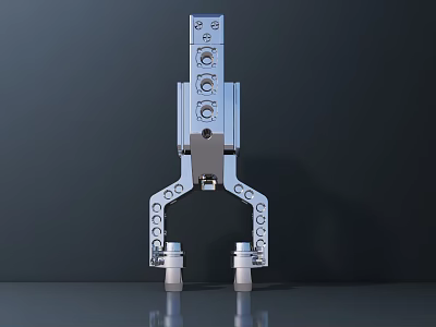 Metal Mechanical Component With Vertical Structure Support Legs And Holes Design 3d model
