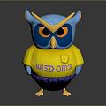 Cute Blue and Yellow Owl Plush Toy Featuring WEST CAMP Text Design