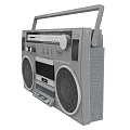 Vintage Gray Radio With Large Speakers Control Knobs And Display Screen
