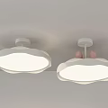 Modern White Wave Shaped Ceiling Light With Pink Decorative Elements For Home Interior 3d model