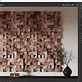 Modern Wooden Cube Wall Decor Featuring 3D Geometric Pattern For Interior Design 3d model