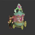 Fairy Tale Carriage Shaped Decorative Furniture With Princess Figurine And Animal Dolls