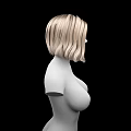 Game Movie Female Character 3D Upper Body Model With Blonde Short Hair And Black Background