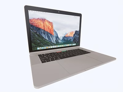 Silver Modern Laptop With Black Keyboard And Nature Scene Wallpaper 3d model