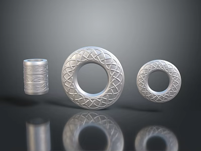 Modern Decorative Furniture With Silver Metal Intricate Woven Circular And Cylindrical Accents 3d model