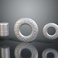 Modern Decorative Furniture With Silver Metal Intricate Woven Circular And Cylindrical Accents