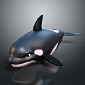 Cartoon Orca Character With Black And White Body Smiling Face And Blue Eyes