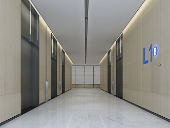 modern elevator hall 3d model