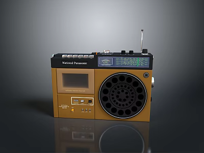 Nature Paradise Vintage Radio With Gold Black Design FM Display And Antenna 3d model