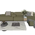 Modern corner sofa coffee table combination multi-person sofa 3d model