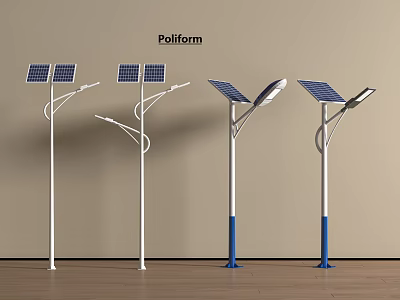 Solar Powered Outdoor Lights With Panel And Modern Pole Design For Outdoor Areas 3d model