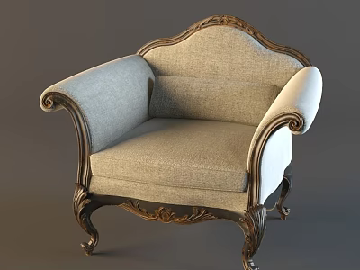 Elegant Vintage Carved Wooden Frame Fabric Upholstered Leisure Chair For Cozy Home Living Decor 3d model