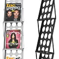 Modern Polka Dot Bookcase With Multiple Shelves Holding Magazines Featuring People On Covers 3d model