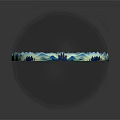 Circular Sculpture Design With Blue Water Waves Trees And Small Boat