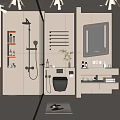 Modern Bathroom Interior Design With Glass Shower Wall Mounted Toilet Backlit Mirror And Potted Plant