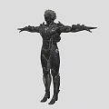 Game Movie Character In Black Mechanical Armor With Intricate Sci Fi Design And Outstretched Arms