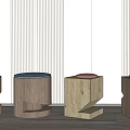Modern Stool Log Stool Combination 3d model
