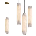 Modern Cylindrical Pendant Lights with White and Gray Marble Texture