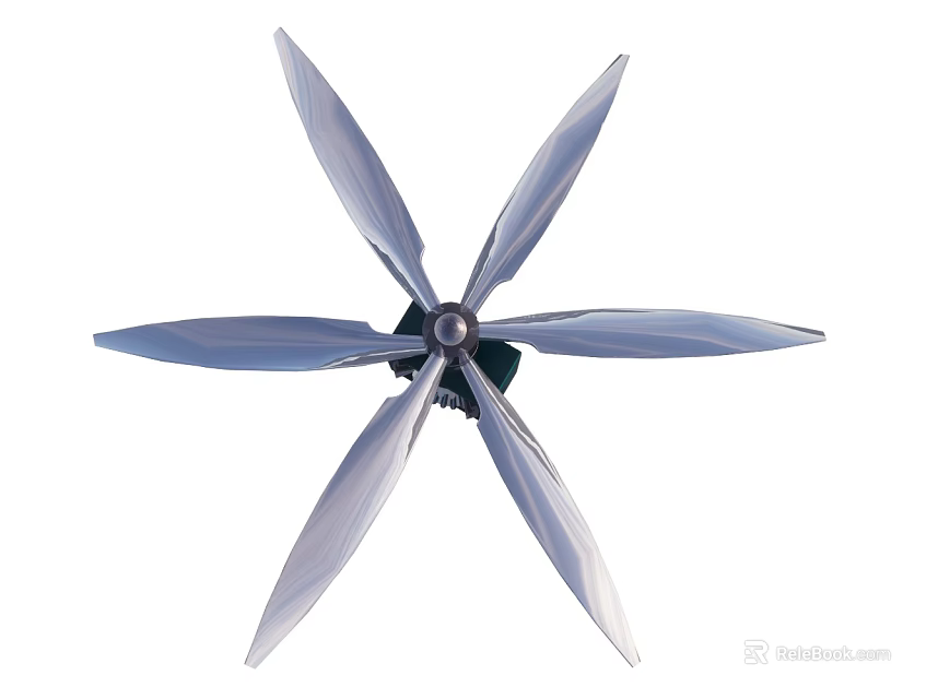 Modern Six Blade Fan Design With Sleek Metal Construction And Aesthetic Appeal 3d model 