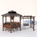 gazebo awning swing outdoor furniture chinese style outdoor rest pavilion sunshade pavilion aluminum alloy new sun room 3d model