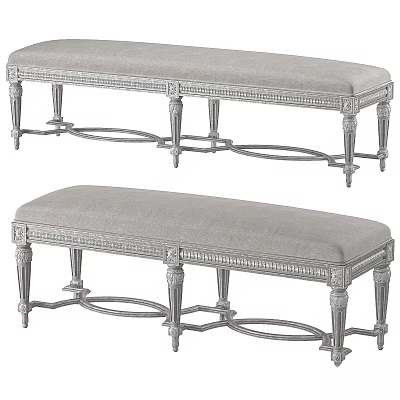 Elegant Upholstered Sofa Bench Featuring Decorative Metal Legs And Soft Cushioned Seat 3d model