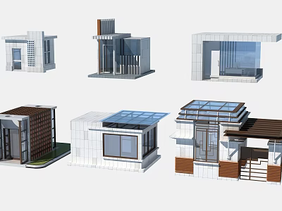 Modern House Models With Various Roof Styles Solar Panels Large Windows And Wood Accents 3d model