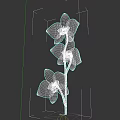 Beautiful Purple Orchids With Three Flowers And Green Stem On Dark Background