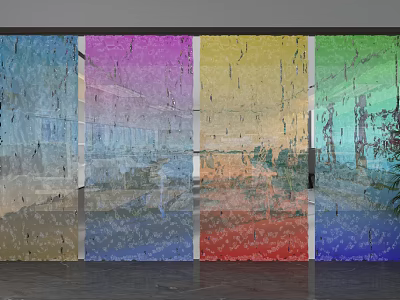 Colorful Textured Glass Room Divider With Rainbow Hues For Modern Interior 3d model