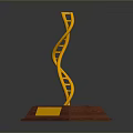 Golden DNA Double Helix Decorative Ornament With Wooden Base And Nameplate For Home Decor