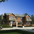 Semi Detached Villa With Red Brick Exterior Balconies And Greenery In Residential Area