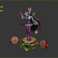 Game Movie Character Female With Traditional Costume Purple Long Hair Ornate Headdress And Drum Platform
