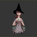 Modern Game Character Female Elf Cartoon Witch Magic Witch Magic Girl 3d model