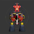 Red Yellow Robot Character With Mechanical Creature Features And Armor Details