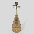 Traditional Chinese Pipa As Home Living Accessory With Wooden Body And Blue White Pattern Band