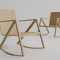 Modern Wooden Rocking Leisure Chair With Geometric Armrest Design For Indoor Use