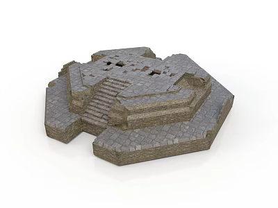 Detailed Ancient Stone Structure With Layered Steps And Textured Bricks 3d model