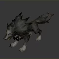 3D Model of Mythical Wolf With Aggressive Stance And Detailed Fur