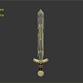 Ornate Silver Sword With Golden Accents Slender Blade And Brown Hilt 3D Model Design