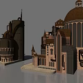 Classic European Architectural Design With Dome Spire Arched Windows and Tower Structures 3d model