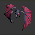 3D Fantasy Dragon Model With Dark Blue Body Pink Wings And Horns