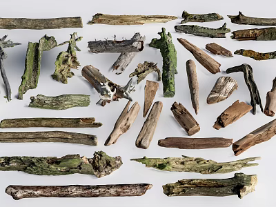 Modern trees dead branches dead wood dead branches stumps wood stumps 3d model