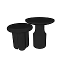 Modern Black Solid Wood Side Table With Unique Cylindrical Base Design 3d model