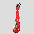 Red Robotic Arm Engineering Design With Detailed Mechanical Structure And Black Parts