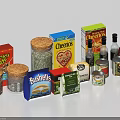 Variety of Packaged Food Products Including Breakfast Cereals Snacks Canned Goods and Condiments