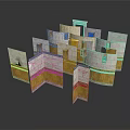 Architectural Model With White And Yellow Wall Modules And Classical Decorative Windows