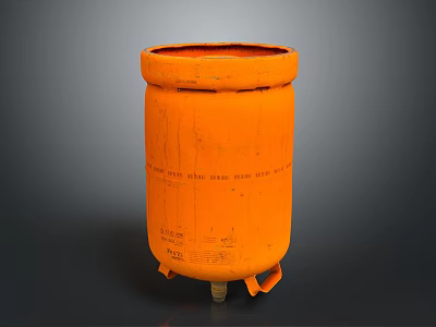 Orange Industrial Storage Barrel With Base Support And Vintage Design 3d model