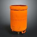 Orange Industrial Storage Barrel With Base Support And Vintage Design