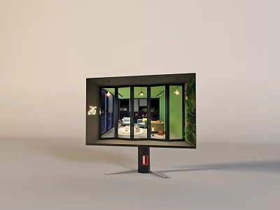 Modern Computer Monitor Displaying Stylish Interior Scene With Green Plants And Furniture 3d model